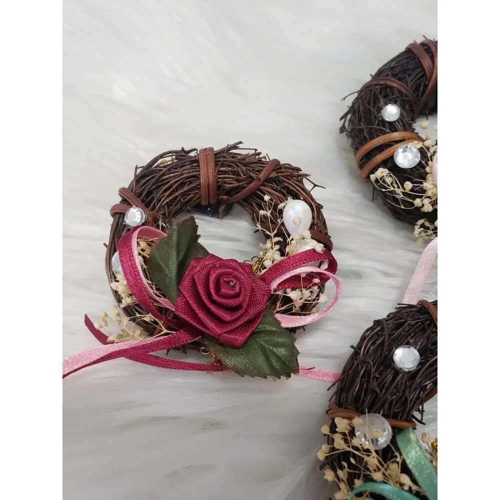 Vintage‎ 3 Christmas Wreath Magnets Decor Retro 80s 90s grandma cottagecore chic